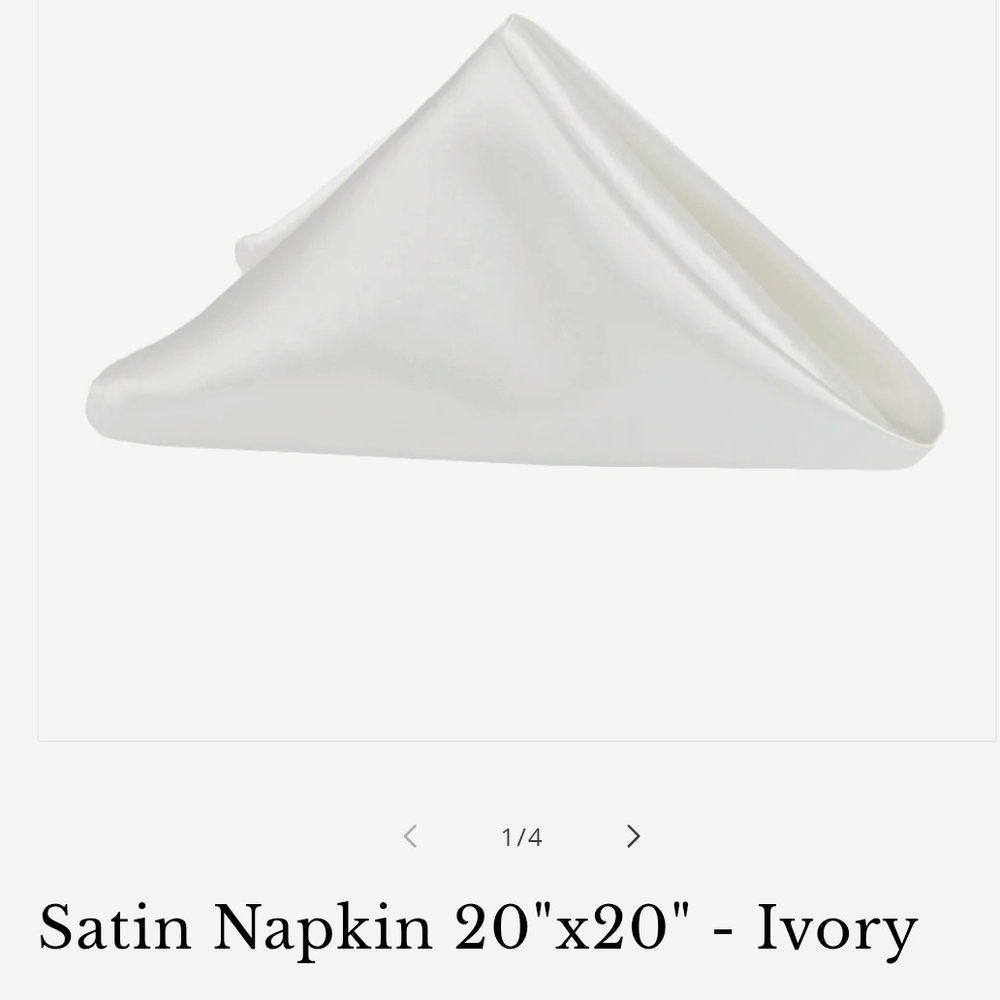 Ivory Satin Napkin 20" x 20" - Elegant  New Table Napkins